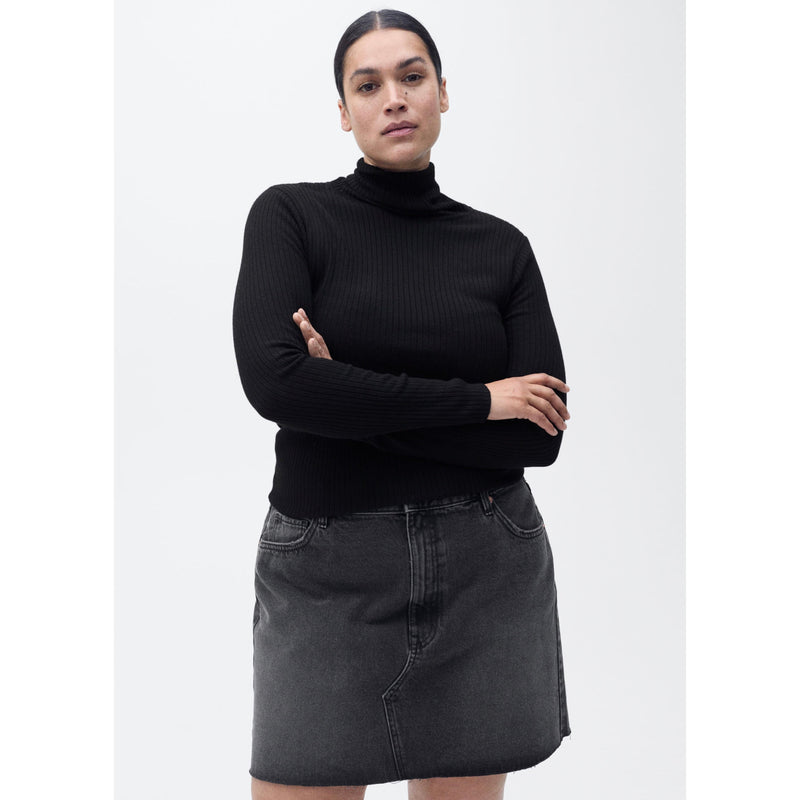 Jersey de cuello alto en mezcla de lana - Negro