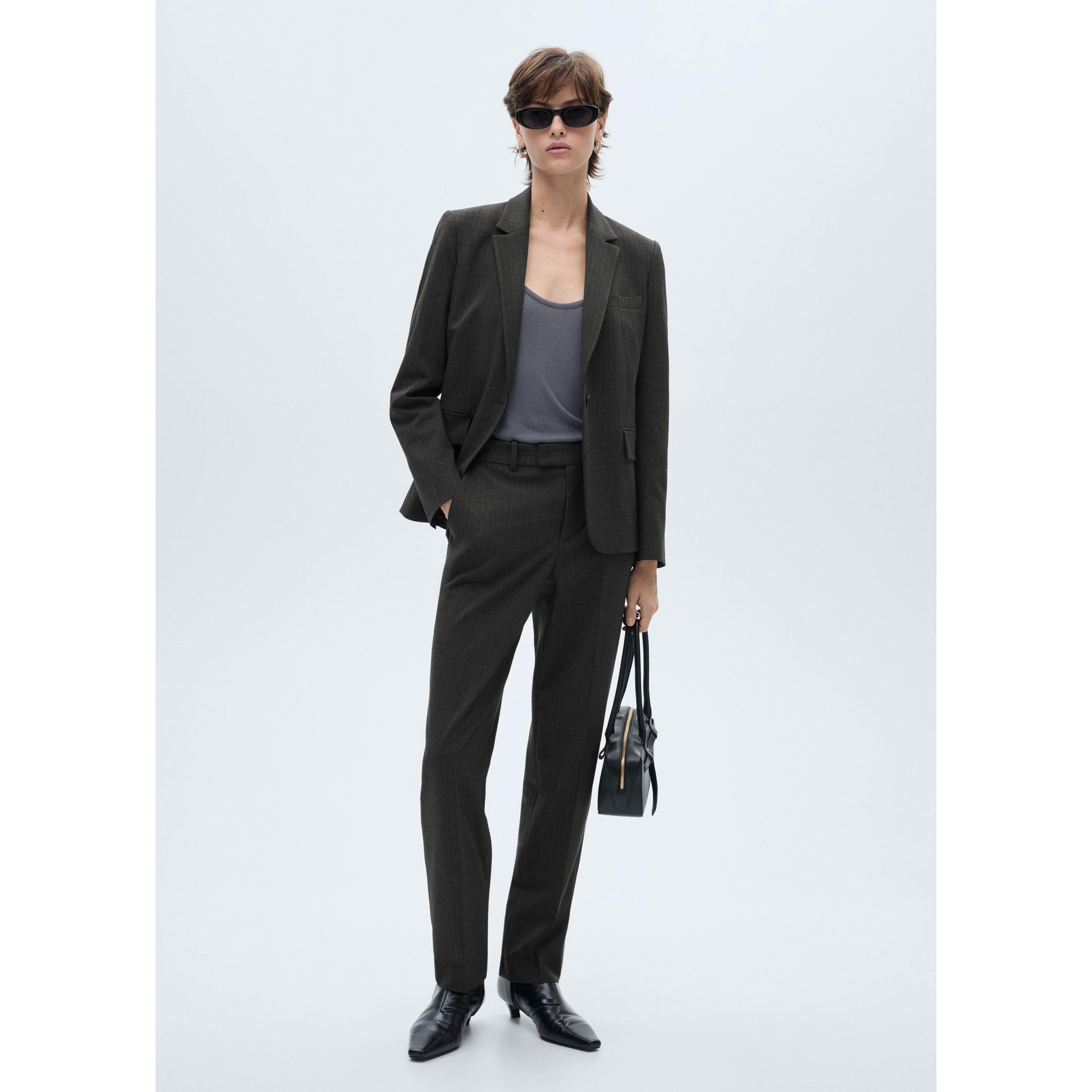 Striped Tennis Suit Blazer - Dark Heather Gray