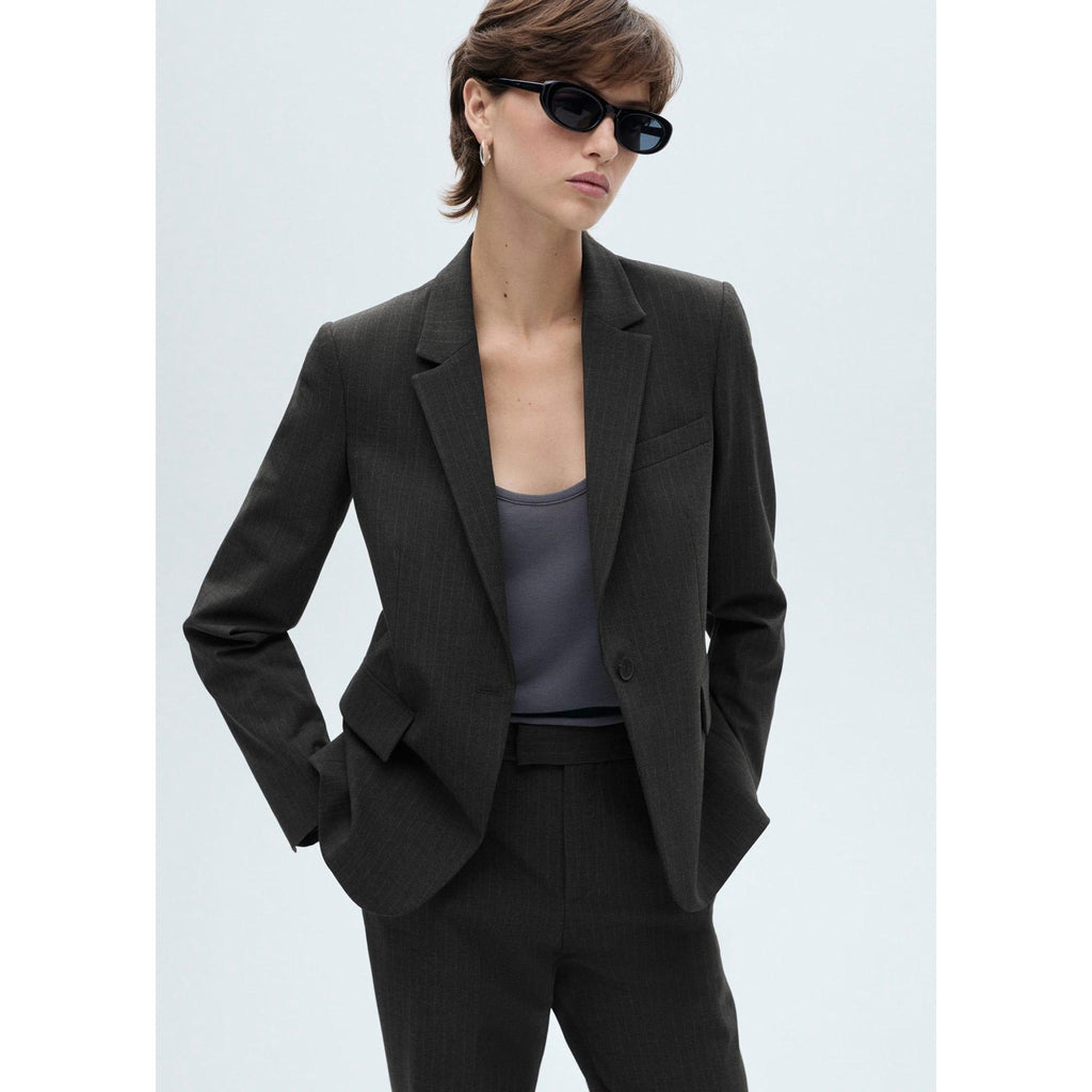 Striped Tennis Suit Blazer - Dark Heather Gray