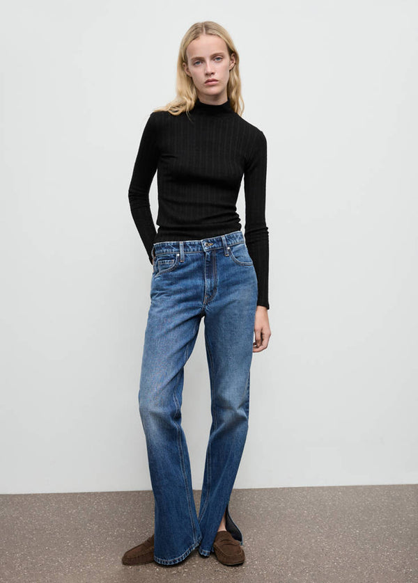 Camiseta De Canalé Con Cuello Vuelto