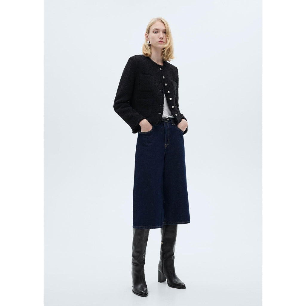 Veste Tweed Boutons Bijoux - Black