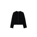 Chaqueta de tweed con botones de pedrería - Negro