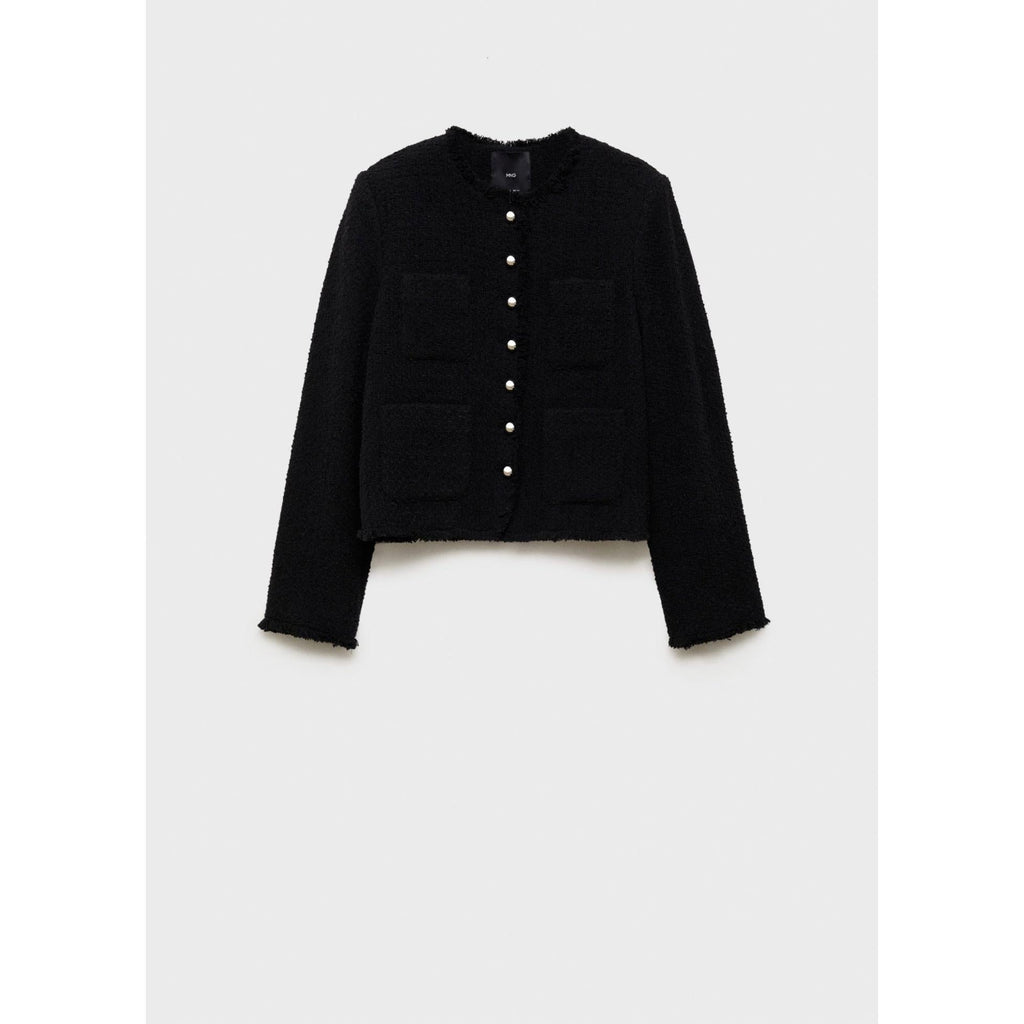 Veste Tweed Boutons Bijoux - Black