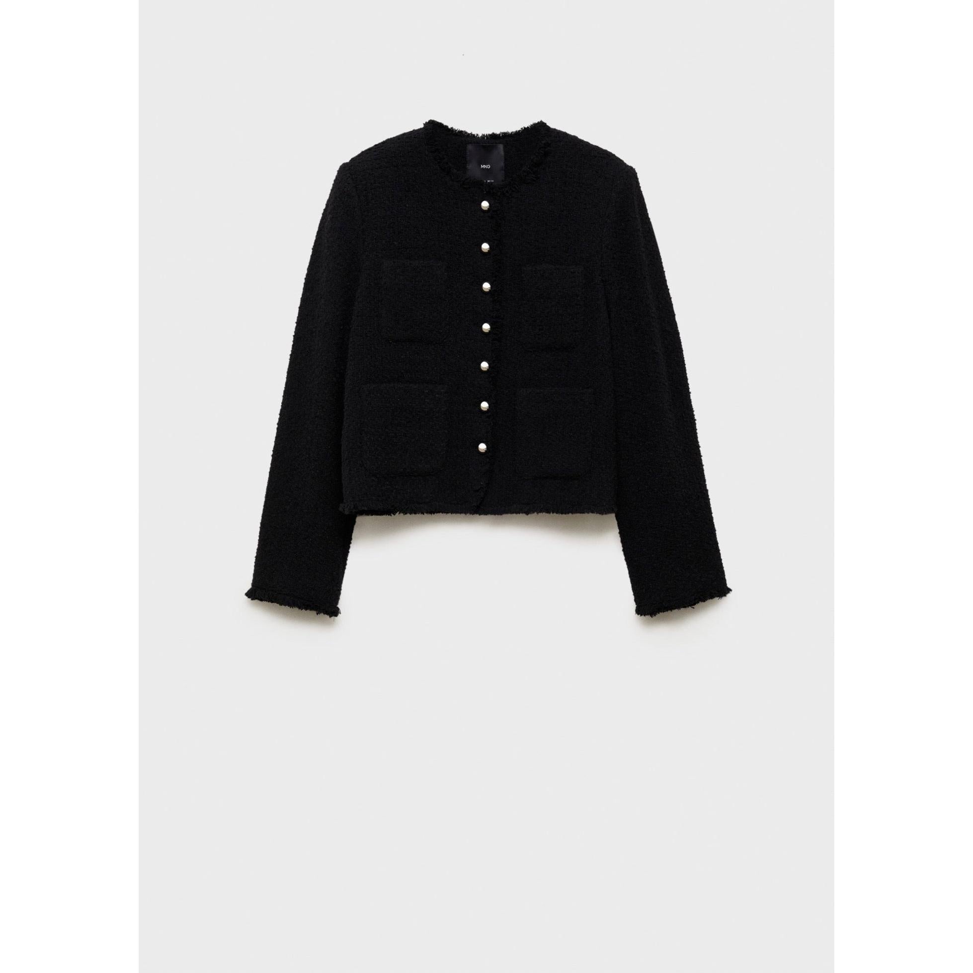 Veste Tweed Boutons Bijoux - Black