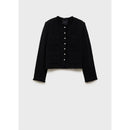 Chaqueta de tweed con botones de pedrería - Negro