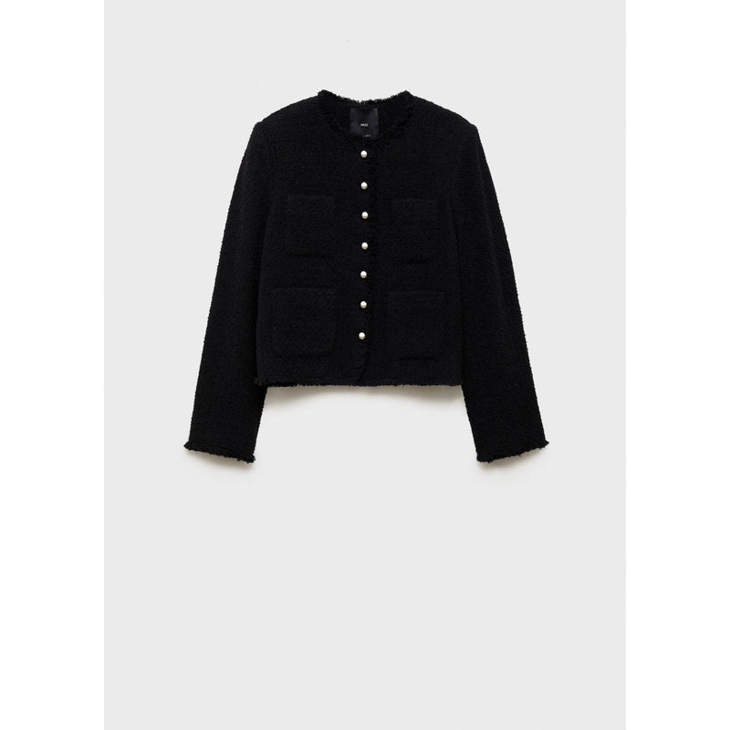 Veste Tweed Boutons Bijoux - Black