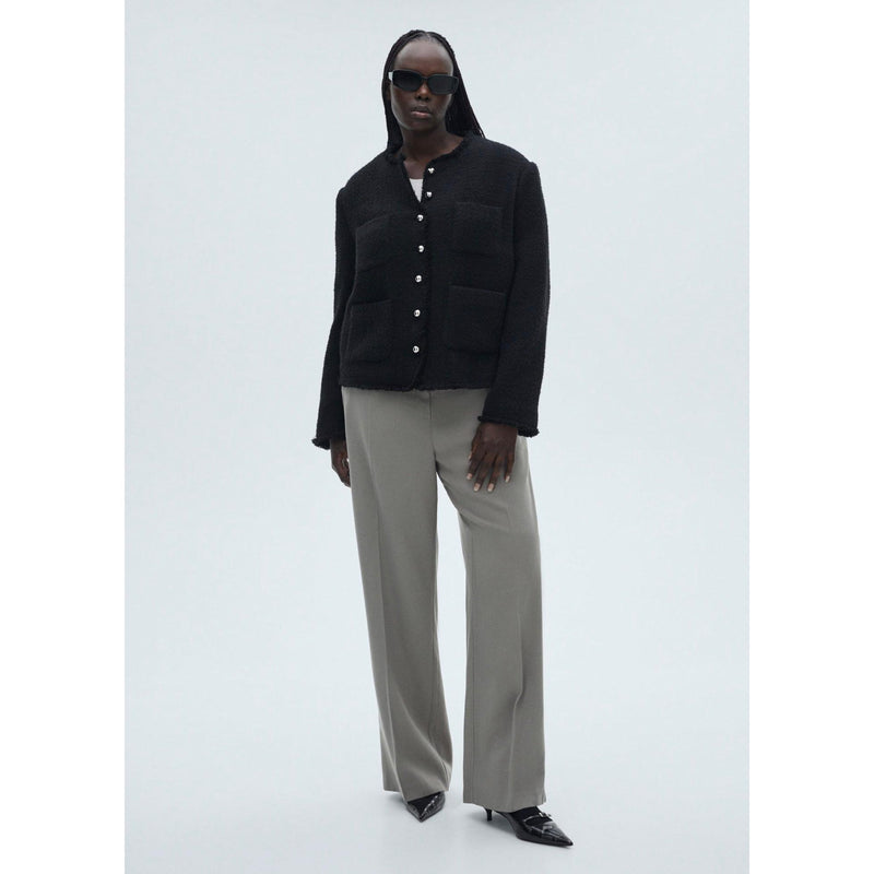 Veste Tweed Boutons Bijoux - Black