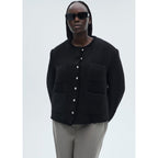 Veste Tweed Boutons Bijoux - Black