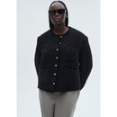 Chaqueta de tweed con botones de pedrería - Negro