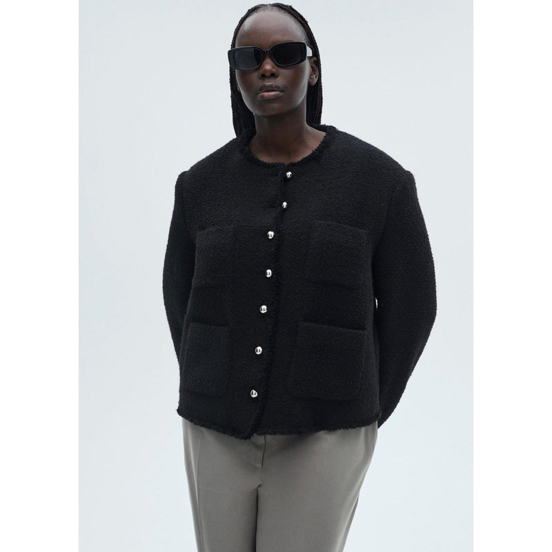 Veste Tweed Boutons Bijoux - Black