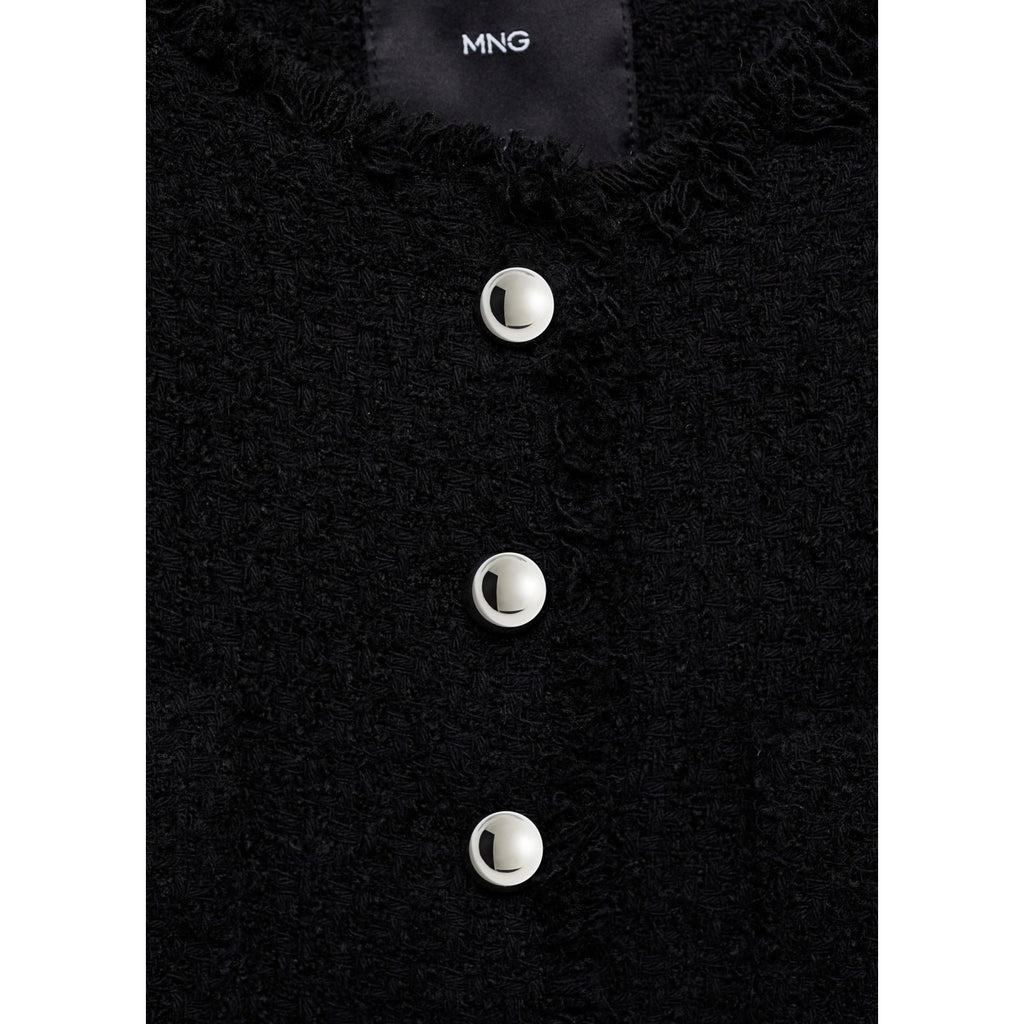 Veste Tweed Boutons Bijoux - Black