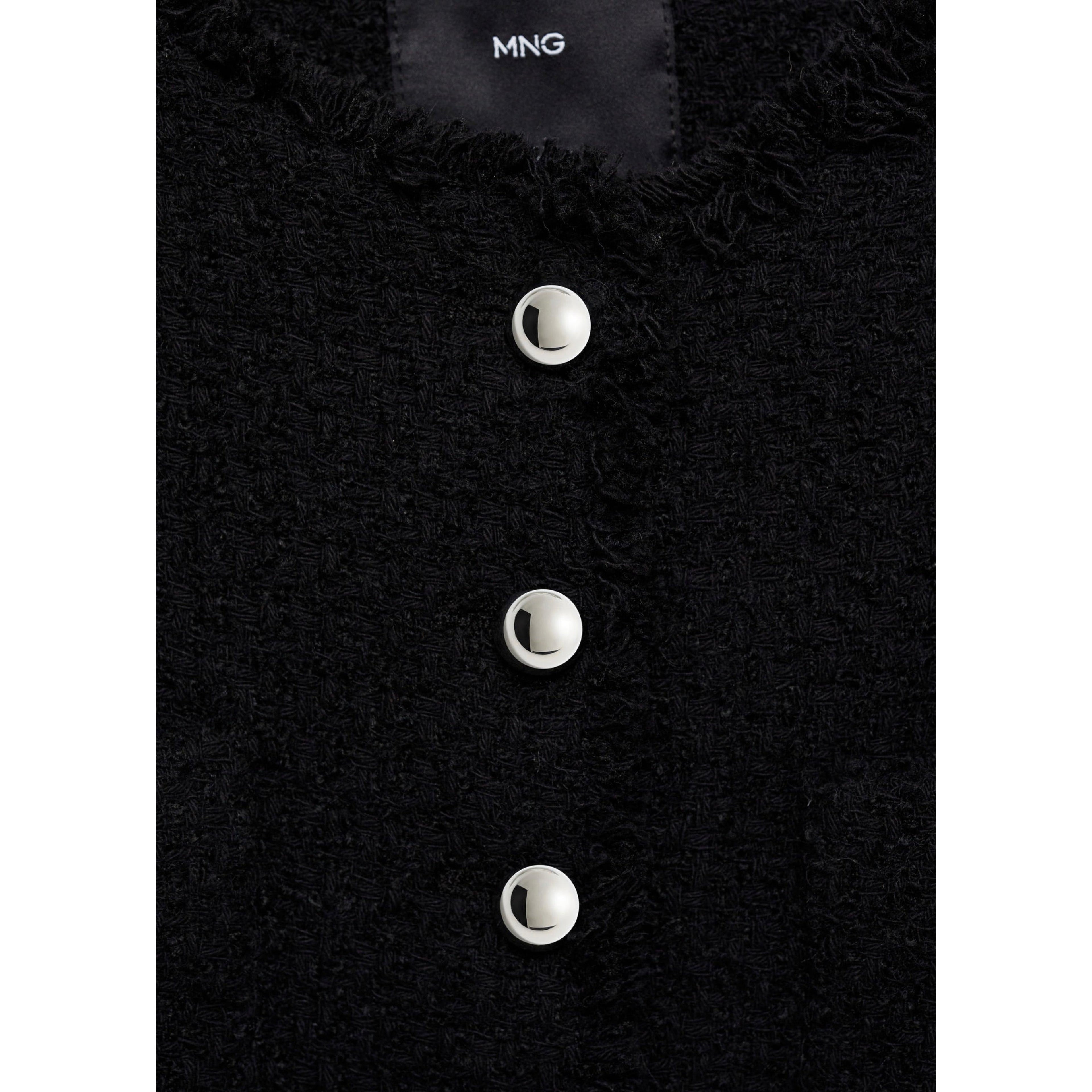 Veste Tweed Boutons Bijoux - Black