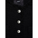 Chaqueta de tweed con botones de pedrería - Negro