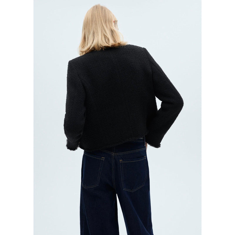 Veste Tweed Boutons Bijoux - Black