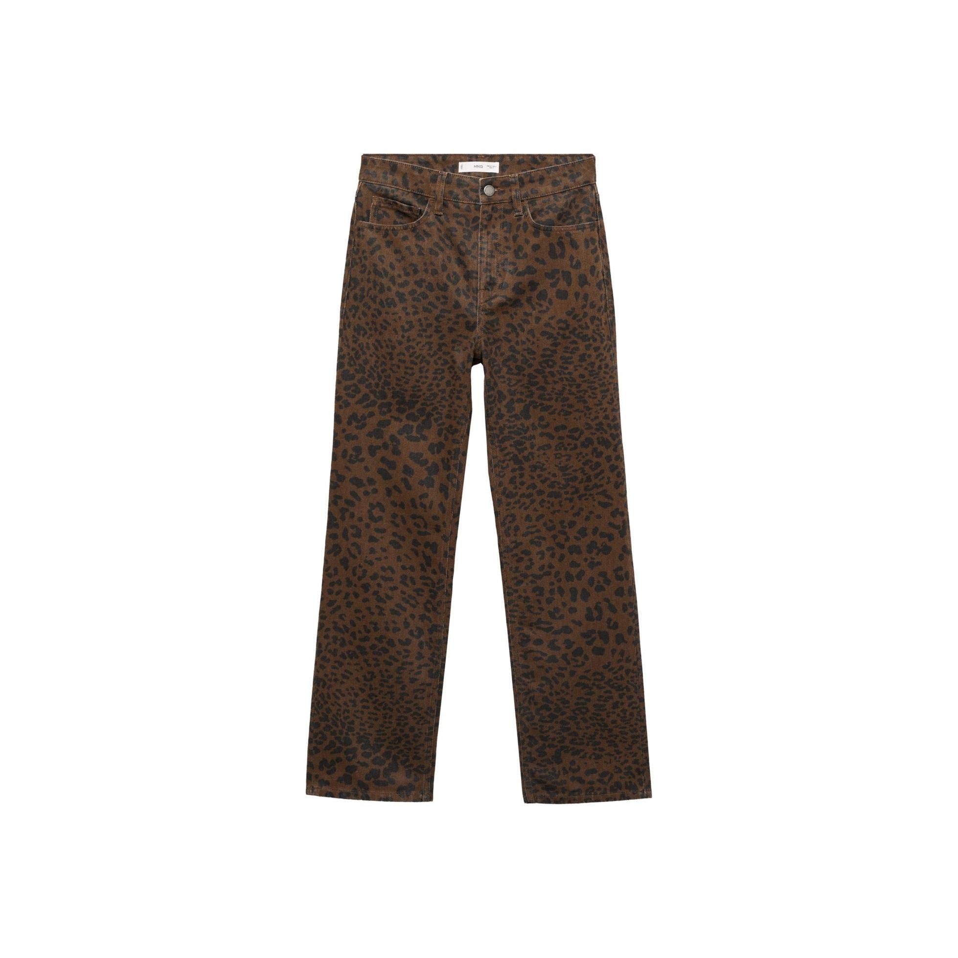 Leopard Straight-Leg Jean - Chocolate