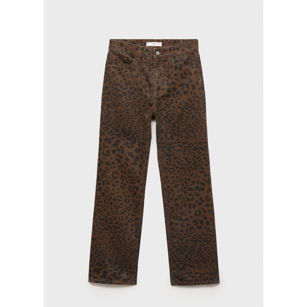 Leopard Straight-Leg Jean - Chocolate