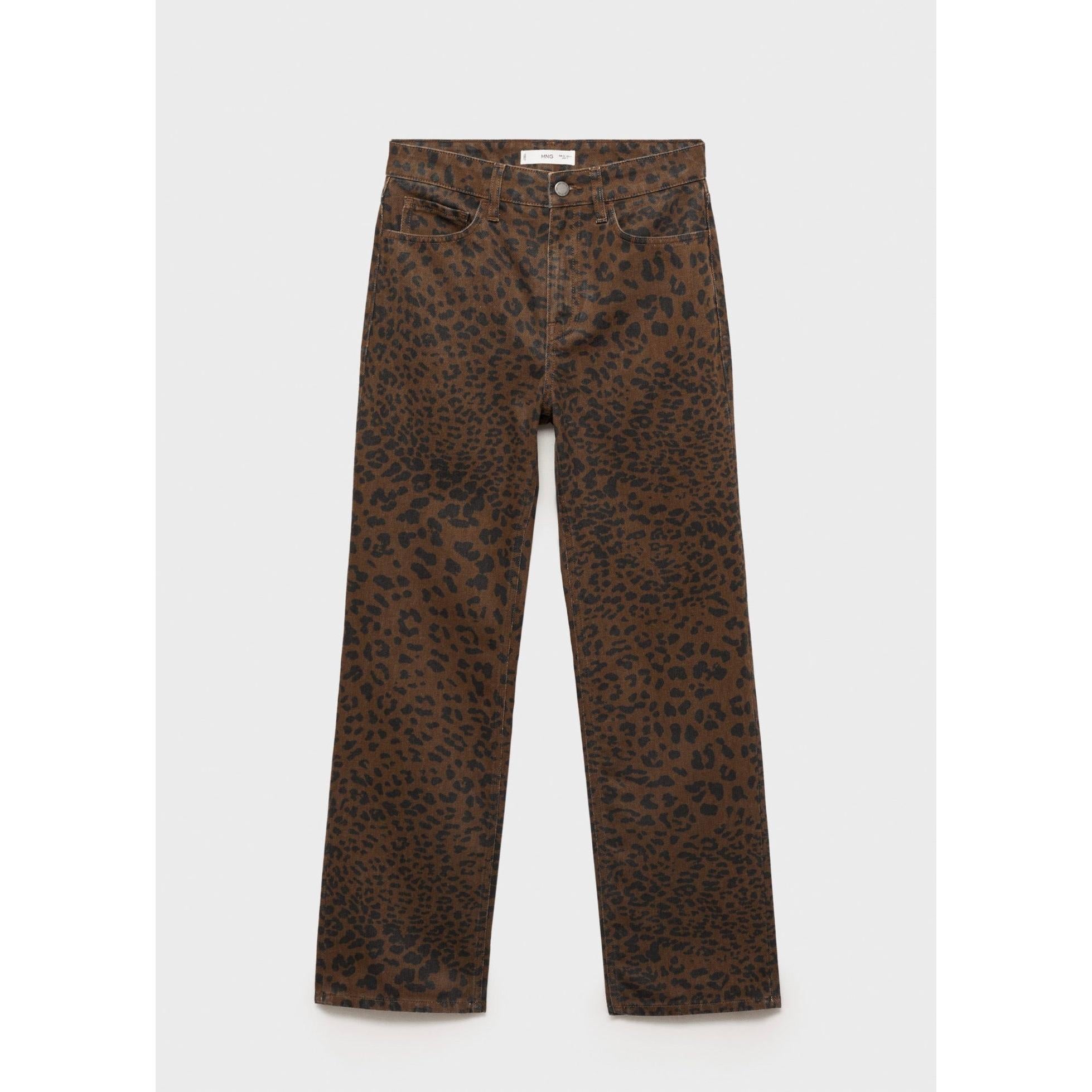 Leopard Straight-Leg Jean - Chocolate