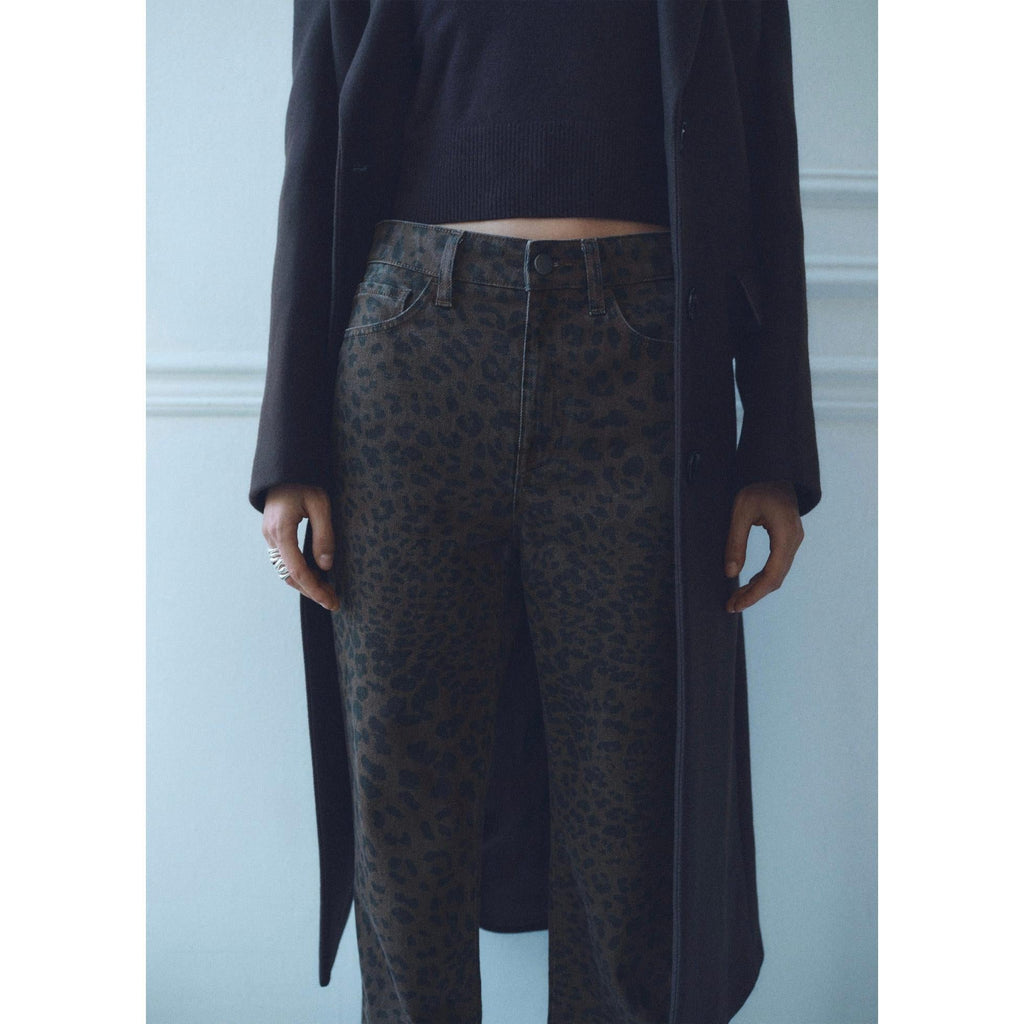 Leopard Straight-Leg Jean - Chocolate