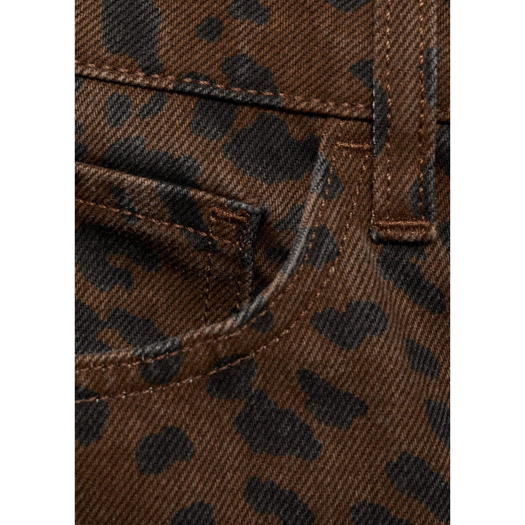 Leopard Straight-Leg Jean - Chocolate