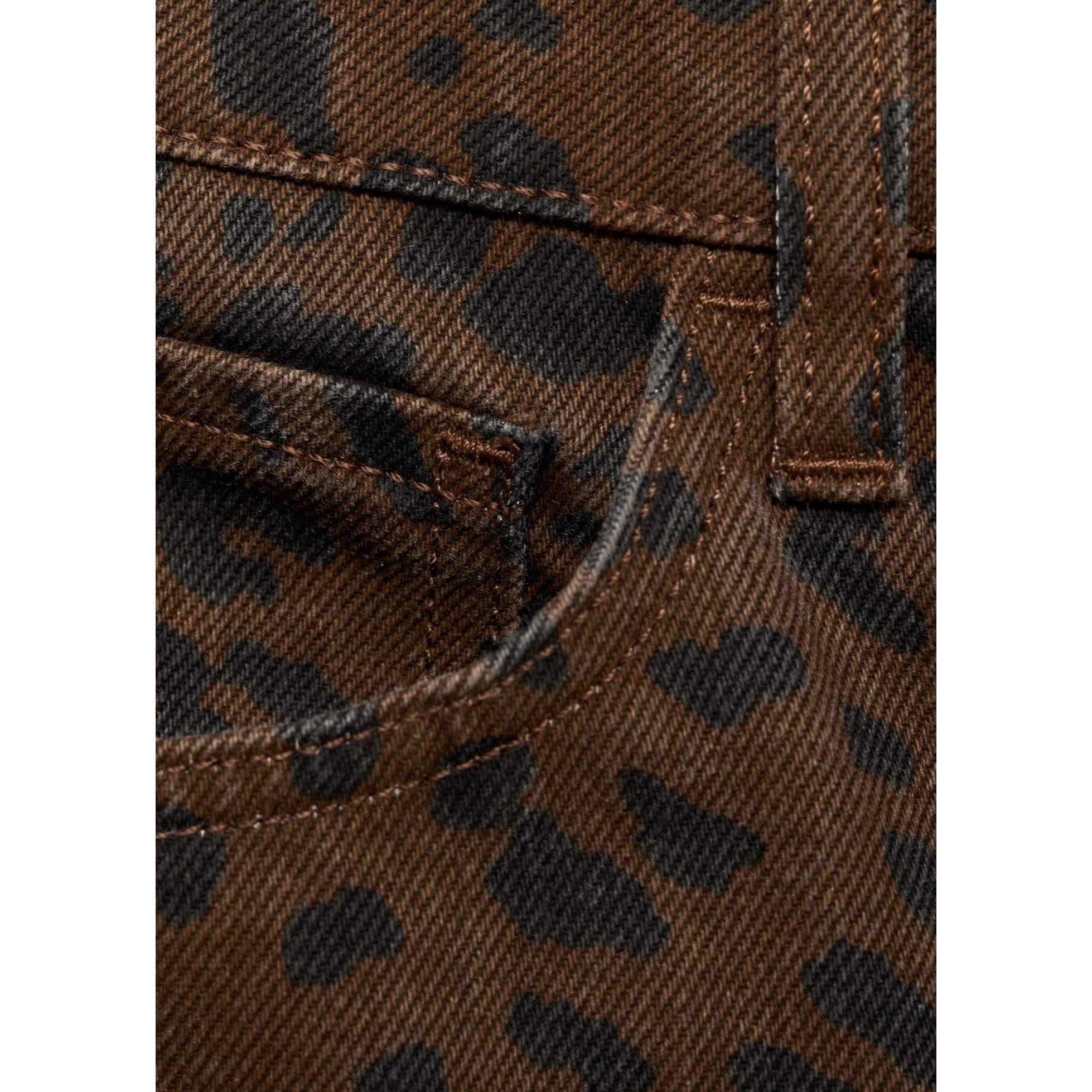Leopard Straight-Leg Jean - Chocolate