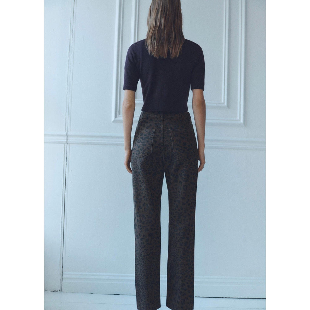 Leopard Straight-Leg Jean - Chocolate