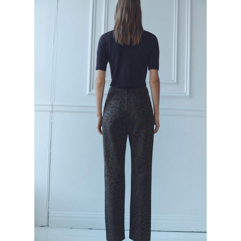 Leopard Straight Jeans - Chocolate