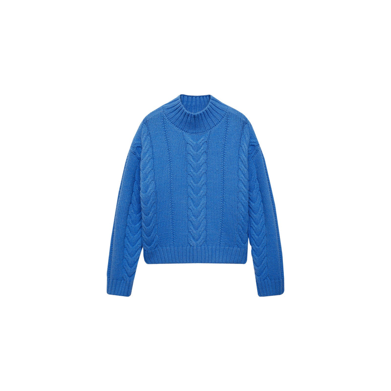 Pull-Over Torsades Col Montant - Vibrant Blue