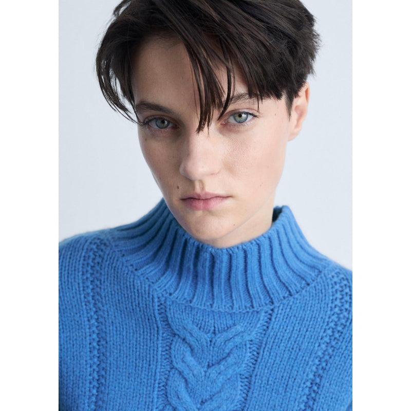 Pull-Over Torsades Col Montant - Vibrant Blue