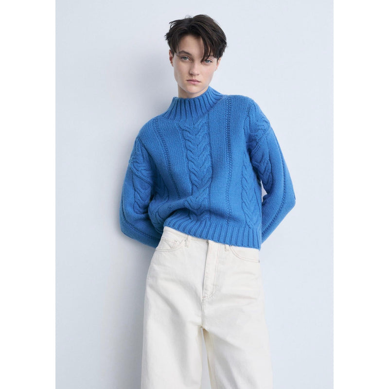 Pull-Over Torsades Col Montant - Vibrant Blue