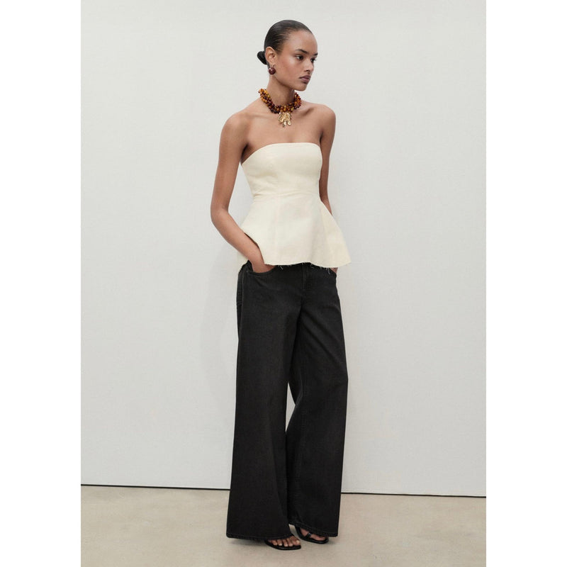 Jean Wideleg Taille Basse - Black Denim