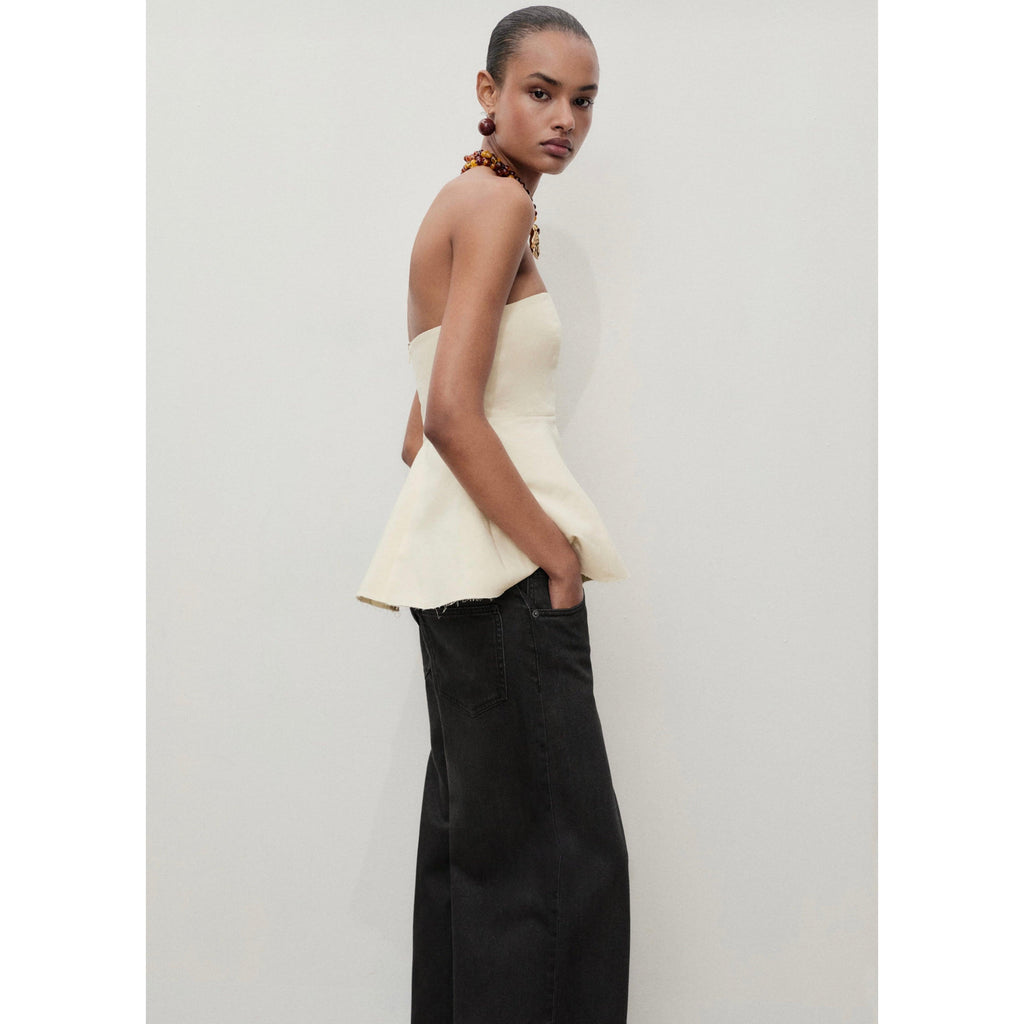 Jean Wideleg Taille Basse - Black Denim