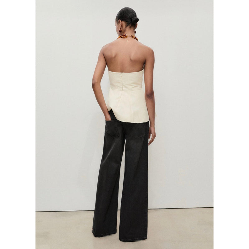 Jean Wideleg Taille Basse - Black Denim