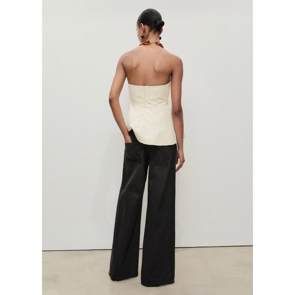 Jean Wideleg Taille Basse - Black Denim