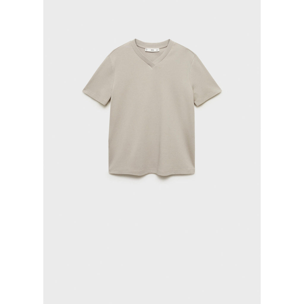 V-Neck Cotton T-Shirt - Medium Brown