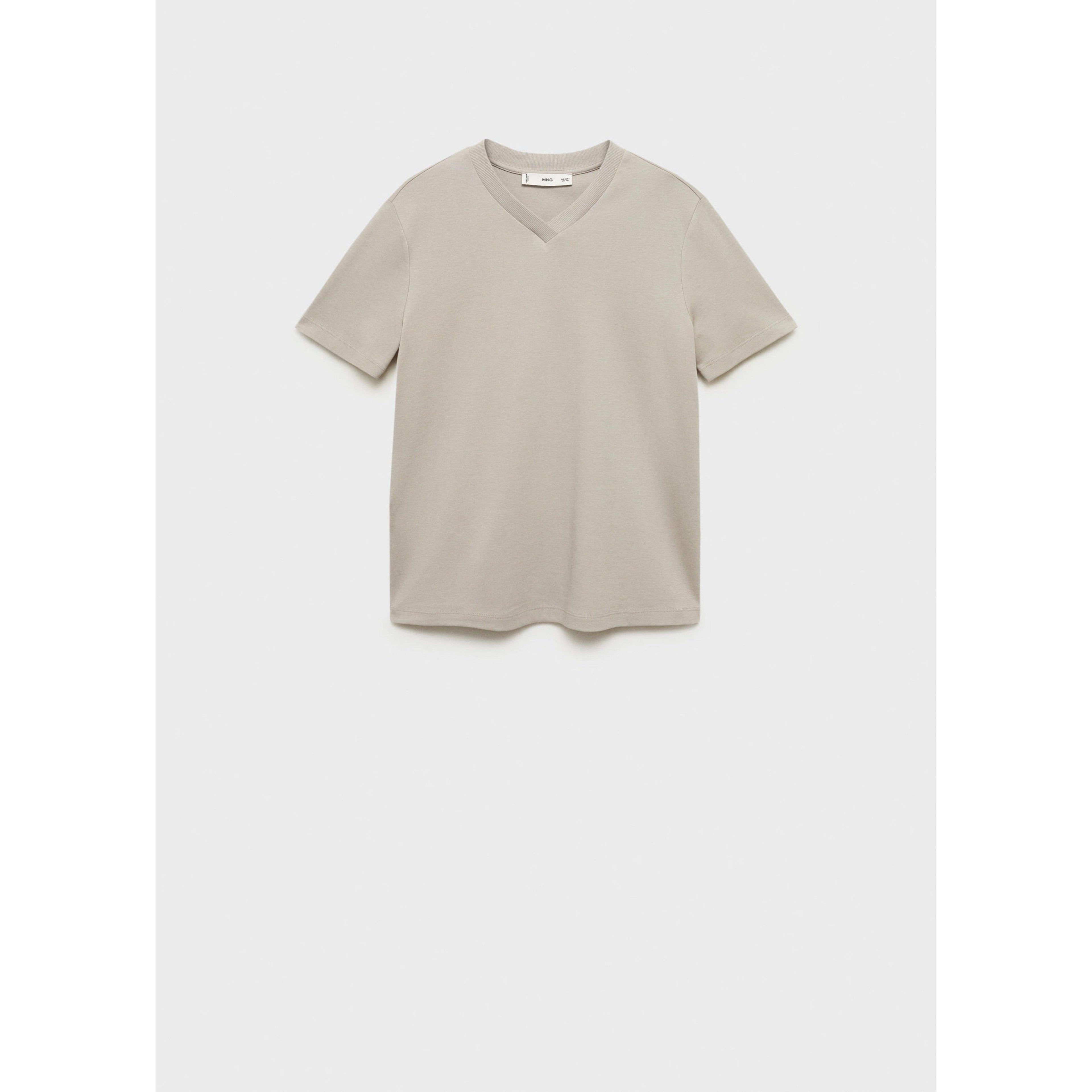 V-Neck Cotton T-Shirt - Medium Brown
