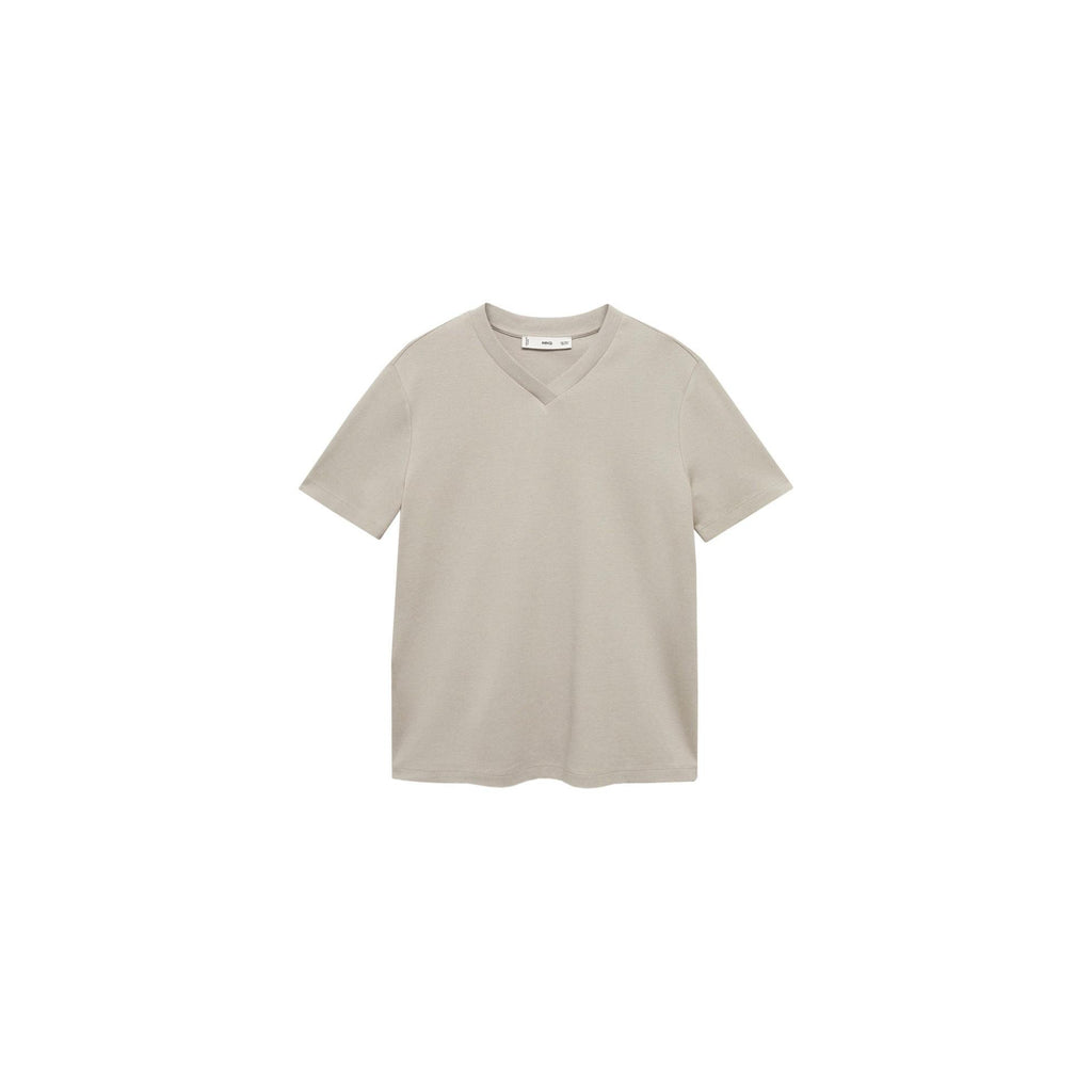 V-Neck Cotton T-Shirt - Medium Brown