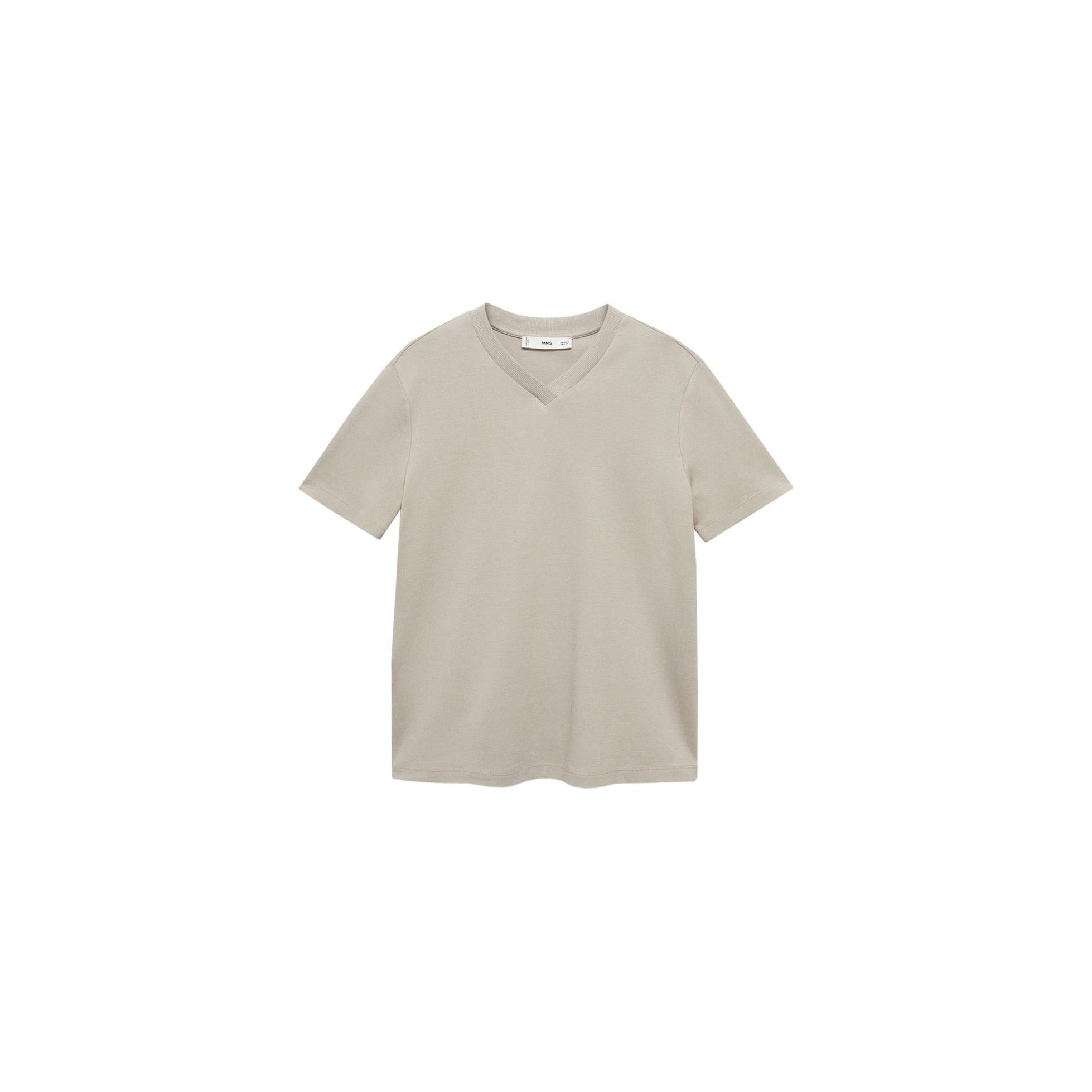 V-Neck Cotton T-Shirt - Medium Brown