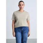 V-Neck Cotton T-Shirt - Medium Brown
