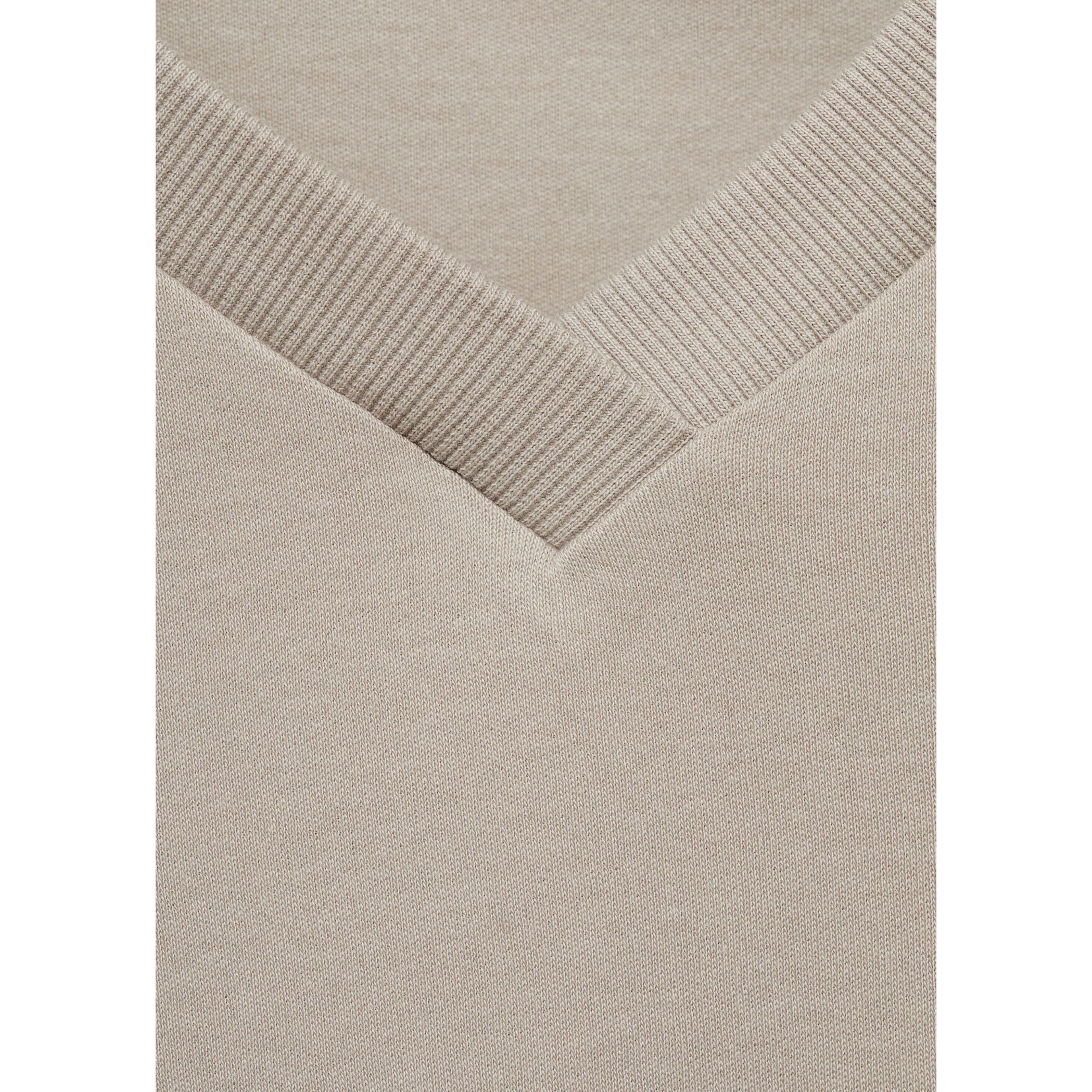 V-Neck Cotton T-Shirt - Medium Brown