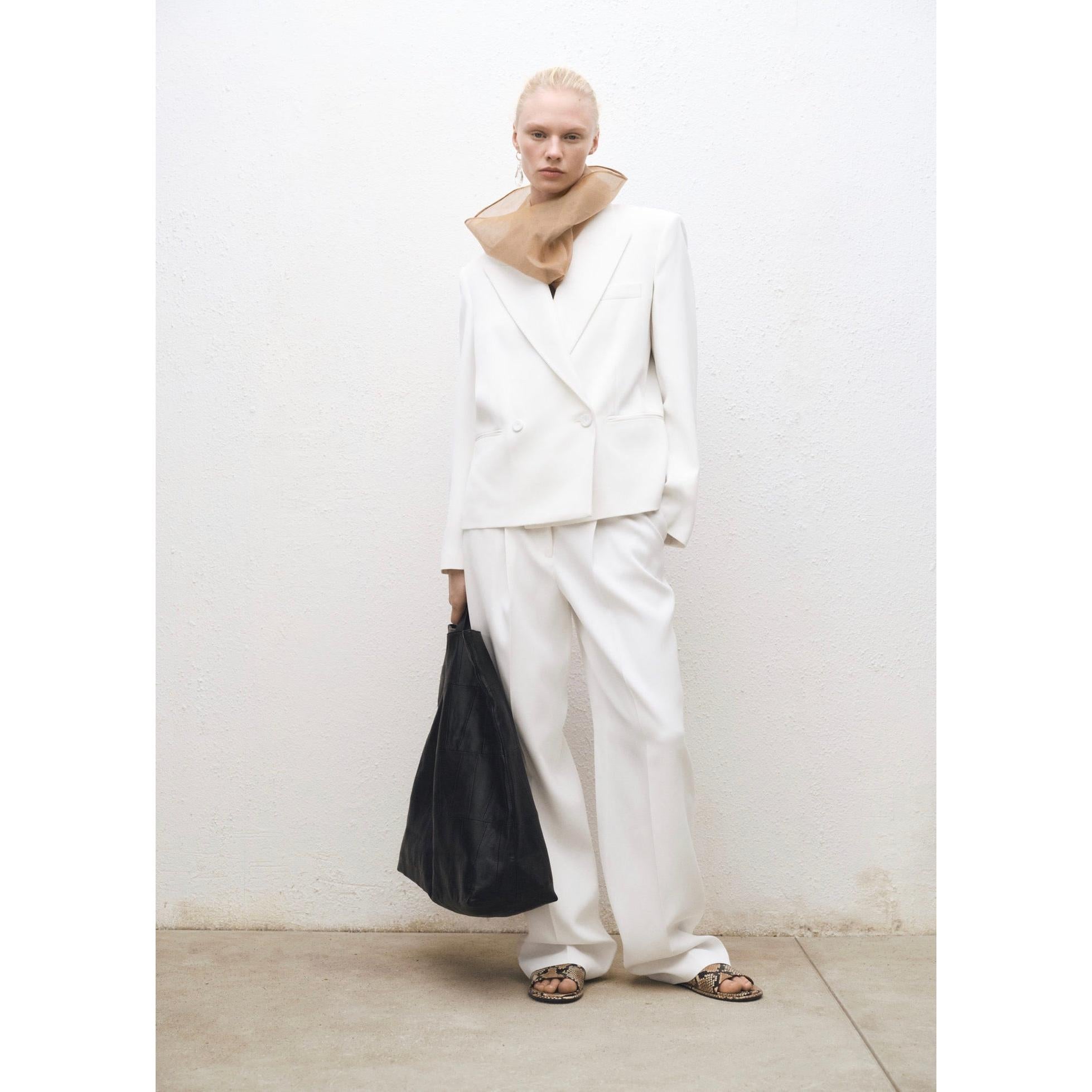 Oversized Double Breasted Suit Jacket - White