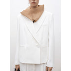 Oversized Double Breasted Suit Jacket - White