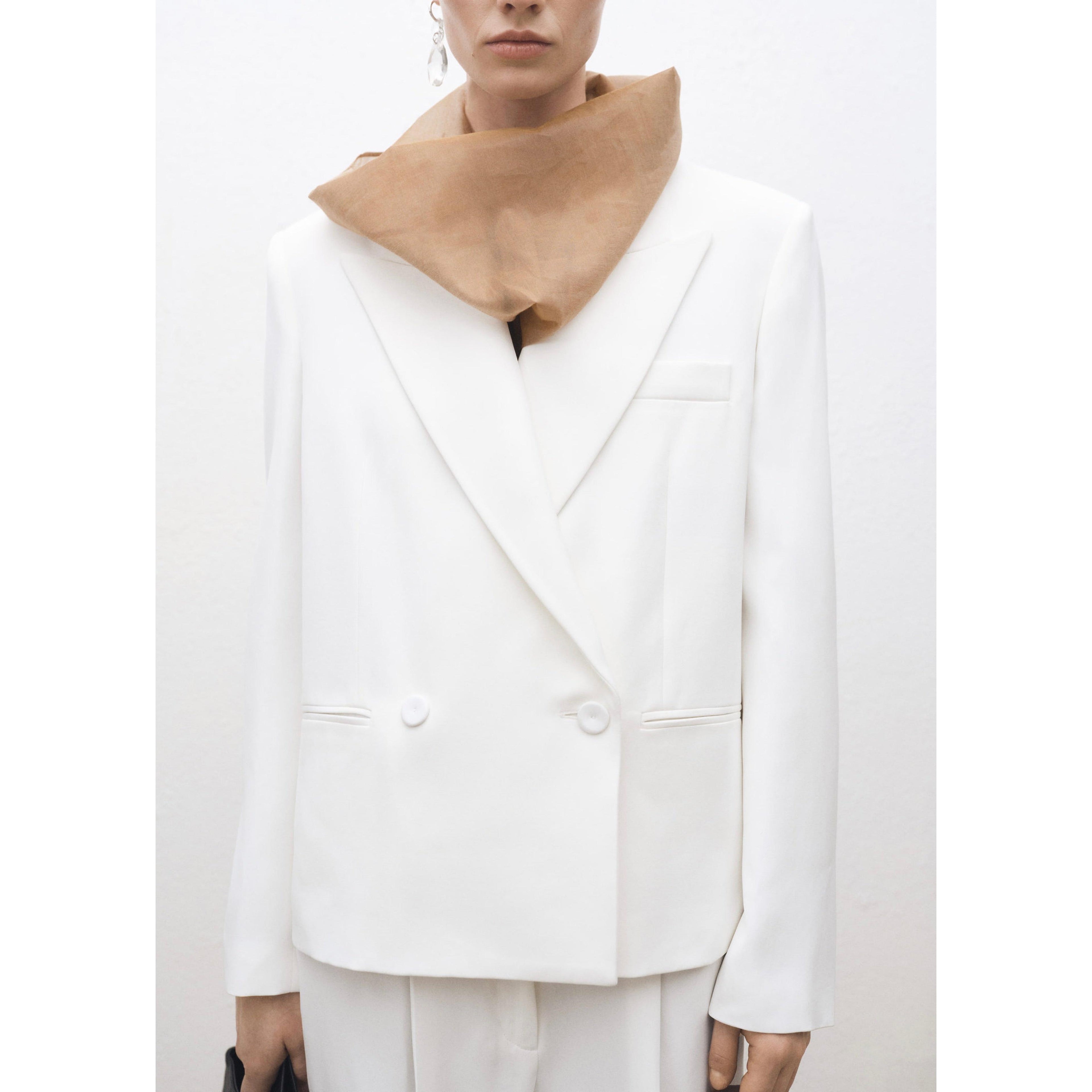 Oversized Double Breasted Suit Jacket - White