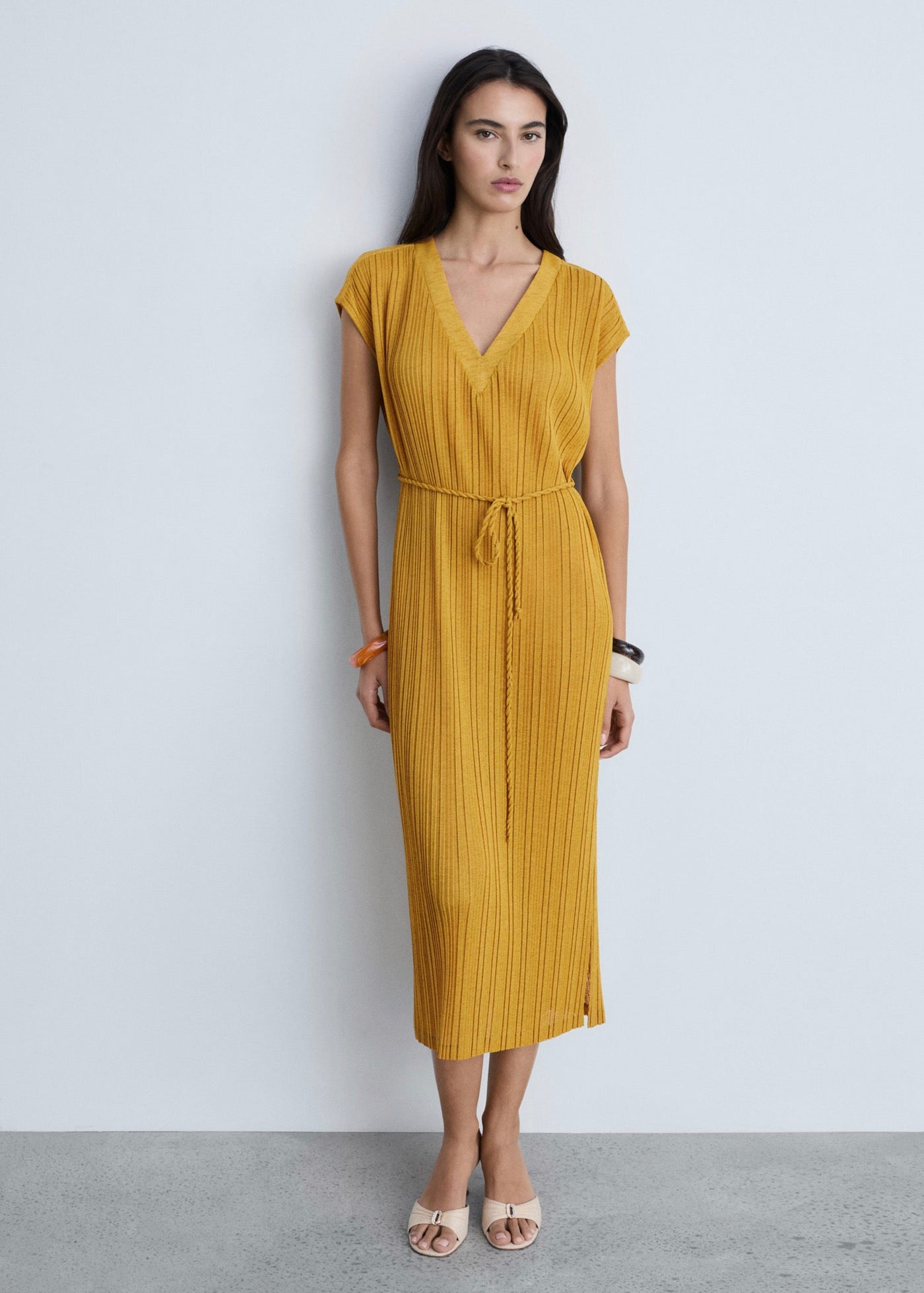 Robe Plissée Ceinture