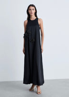 Robe Satinée Maxi-Fleur