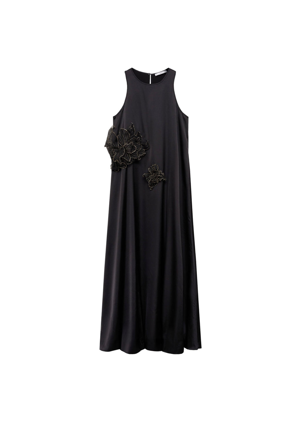Robe Satinée Maxi-Fleur