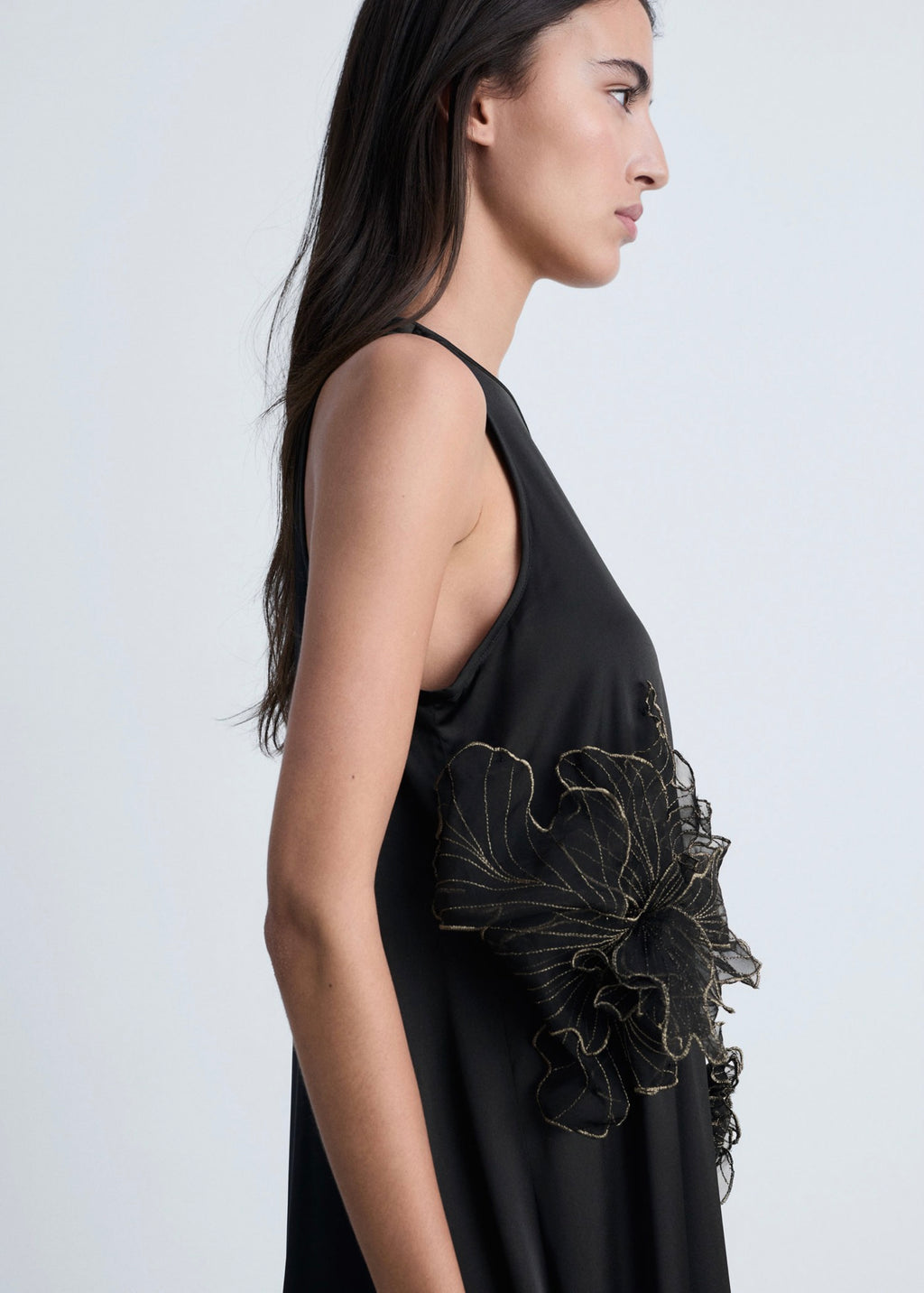 Robe Satinée Maxi-Fleur