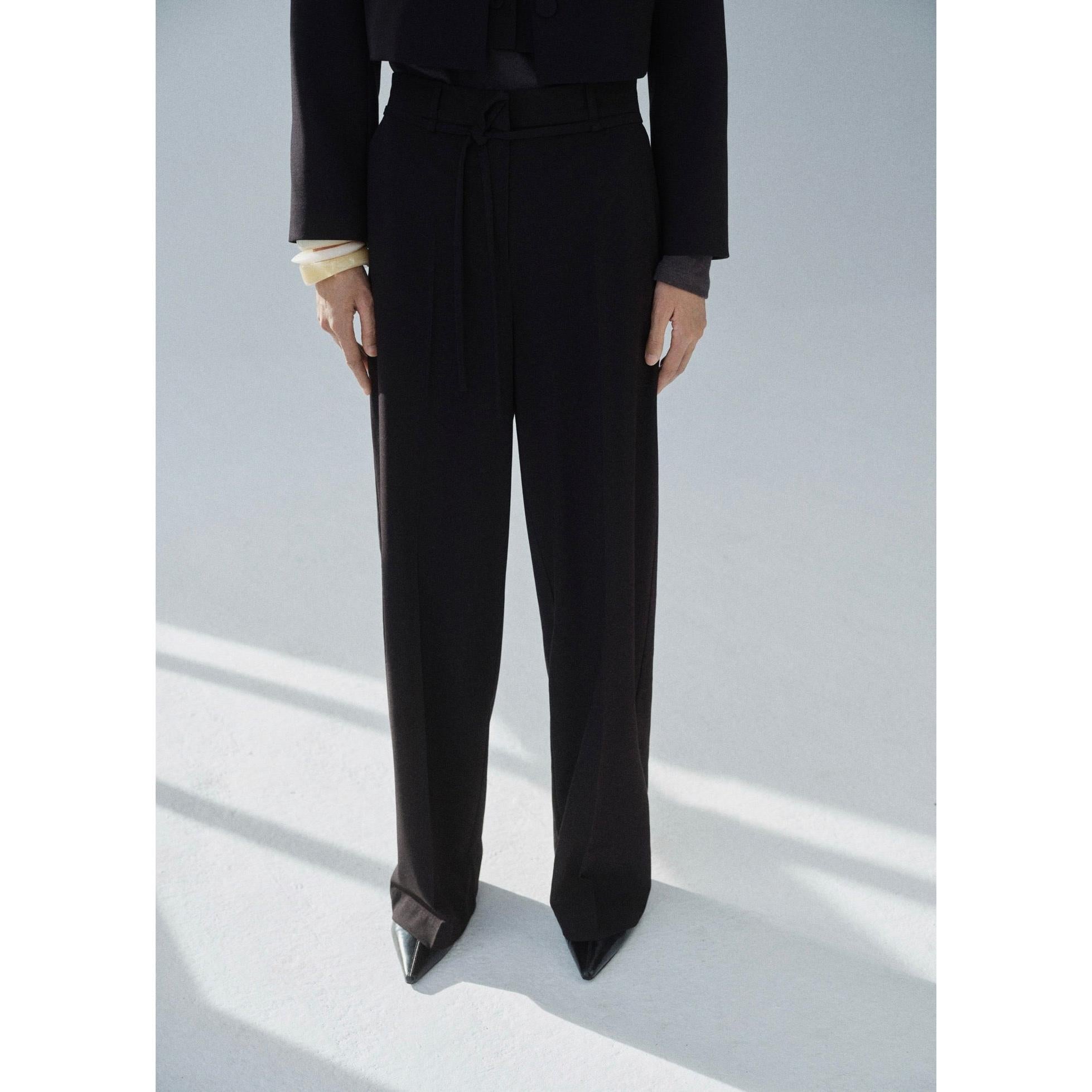 Straight Leg Suit Trousers Ns_x0001_Ud - Black
