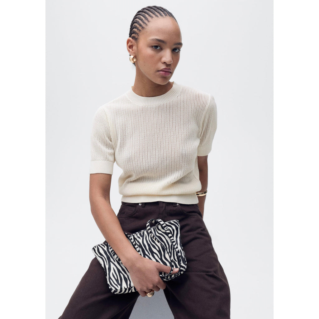 Short-Sleeved Openwork Knit Jumper