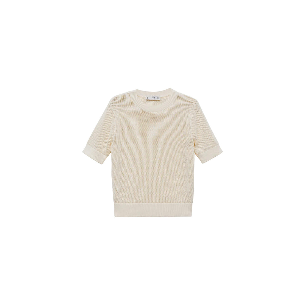 Short-Sleeved Openwork Knit Jumper