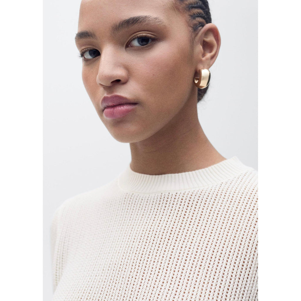 Short-Sleeved Openwork Knit Jumper